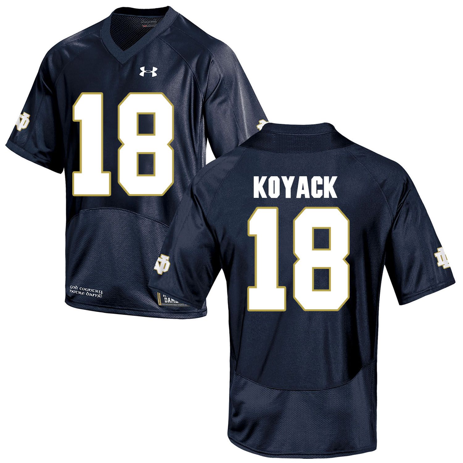 Men Norte Dame Fighting Irish 18 Koyack Navy Blue Customized NCAA Jerseys